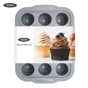 Christmas Bakeware Supplies 12 Cups Children Silicone Oven Safe Bakery Muffin Brownie Pan Cake Mold Set