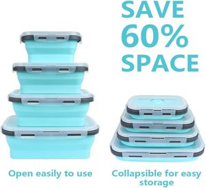 Food <b>Storage</b> Containers Lids 4PCS Eco-Friendly Silicone Collapsible Airtight Vacuum Seal Freezer Microwavable Customizable - Product Image 3