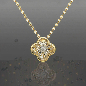 Nouveau design Collier pendentif fleur en or massif 18 carats avec diamant dansant tendance, cadeau, vente en gros, livraison directe - Product Image 3