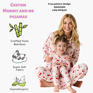 Pyjamas assortis personnalisés pour maman et bébé, imprimés, à col à revers, à manches longues, ensemble de pyjamas et de vêtements de détente, adaptés à une utilisation à <span class=keywords><strong>la</strong></span> maison - Product Image 3