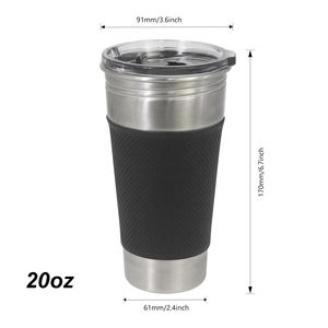 Taza de cerveza reutilizable personalizada al por mayor, taza de pinta de acero inoxidable 304 de pared simple de 20oz con funda de silicona y tapa magnética - Product Image 6