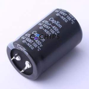 Condensador Electrolítico de Aluminio UJ471M450O450A de Montaje a Presión (THT), D30xL45mm 470uF 450V 5000hrs105 - Product Image 1