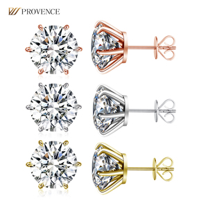 ต่างหูเพชรเม็ดกลมขนาด18K 14K 10K แบบฝังกรงเล็บแท้แบบกำหนดเอง - Product Image 1