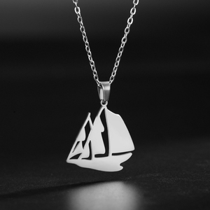 Marin voilier en acier inoxydable collier marin <span class=keywords><strong>Viking</strong></span> bateau Pirate pendentif mode aventure bijoux cadeaux pour les femmes - Product Image 6