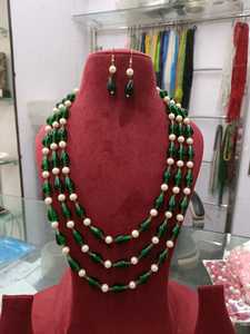 Nouveaux bijoux indiens perles antiques verre verre de haute qualité perles multicolores cinq couches mala fait à la main produit en vrac collier - Product Image 5