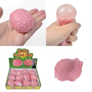 Balle anti-stress en TPR rose de 6 cm en forme de cerveau pour Halloween, jouet amusant pour soulager le stress, simulation de cérébellum, balle de décompression - Product Image 4