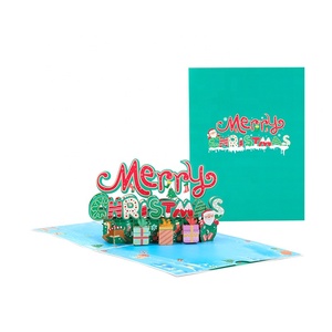 Buon Natale verde pop up biglietto <span class=keywords><strong>di</strong></span> auguri con busta e mini carta <span class=keywords><strong>di</strong></span> scrittura regali creativi - Product Image 6
