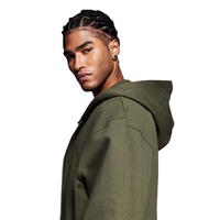 Sudadera con Capucha y Cremallera de Felpa Francesa de Algodón de 380 g/m², con Serigrafía y Bordado, con Logotipo Personalizado, Unisex, Talla Grande, para Invierno