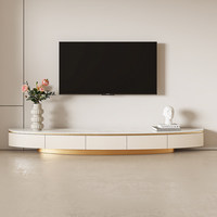 Italienisch inspiriertes, leicht luxuriöses TV-Schrank- und Couchtisch-Set, schlankes, minimalistisches Design, Stauraum, keine Montage erforderlich