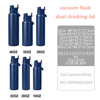 Tutup Bebas BPA 40oz Kapasitas Besar Botol Air Vakum Tahan Gores untuk Luar Ruangan Botol Termal Stainless Steel Tutup 2 in 1 Tumbler
