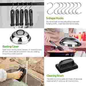 Kit de Accesorios para Plancha, 38 Piezas, Acero Inoxidable, Resistentes al Calor, Mango Largo, Antiadherentes, Juego de Palitos para Parrilla de Gas - Product Image 6