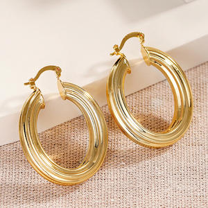 Mayor Gold Plated <b>Hoop</b> <b>Earrings</b> 18K Alloy Unisex Trendy <b>Fashion</b> Jewelry - Product Image 6