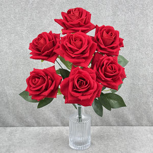 Rose artificielle en velours de haute qualité, grande rose à 7 têtes, vente en gros, pour la décoration de la maison - Product Image 2