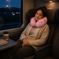 Oreiller de voyage en forme de U 2 en 1, réversible, en peluche, pour animaux