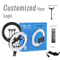 Ring Light Dimmable 14 18 21 Inch 3200K-6500K CRI 90+ untuk E-commerce Live Streaming dengan Holder Ponsel (Ready Stock)