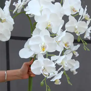 Fábrica personalizada a granel seda Artificial Phalaenopsis venta al por mayor decoración de la boda mariposa blanca orquídeas flores artificiales