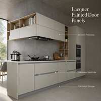 Ensemble d'armoires de cuisine modernes en bois massif, écologiques, sur mesure, finition laquée mate, portes sans poignées, OEM ODM, vente en gros pour villas