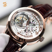 Roulette de luxe gravée en or rose Fabricant de poignet Montres mécaniques automatiques de marque privée personnalisées en cuir