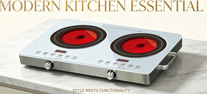 Cocina Eléctrica de Doble Zona con Infrarrojos Premium de 3500W, con Temporizador, Fácil de Limpiar, de Vidrio Cerámico - Product Image 2