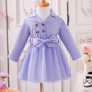 Ropa Infantil al por Mayor, Vestido Elegante de Malla con Parches, Mangas Largas, para Niños de 1 a 5 Años, Traje Pequeño con Estampado Moderno, ODM - Product Image 2