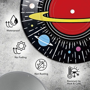 Ensemble de décoration murale en vinyle sur le thème des planètes spatiales vintage, art mural rétro pour chambre à coucher, bar, studio - Product Image 6