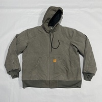 Veste de travail personnalisée en toile de coton 100% avec doublure, coupe ample, fermeture éclair, effet délavé, style ouvrier, à capuche
