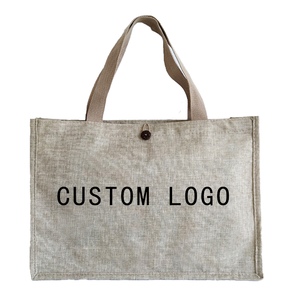 Sac fourre-tout personnalisé en jute – Sac à main publicitaire imprimé pour pique-nique, capacité moyenne, poignée en sangle PP en fibre naturelle, sac à bandoulière - Product Image 2