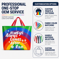 Sac de courses réutilisable arc-en-ciel, sac fourre-tout en PP tissé robuste, grande capacité, sac d'épicerie, vente en gros, OEM, ODM, usine