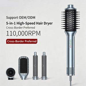 Sèche-cheveux à ions négatifs haute vitesse 110000 tr/min, brosse à air chaud multifonctionnelle 5-en-1, 3 vitesses de chaleur pour sécher, boucler et lisser - Product Image 1
