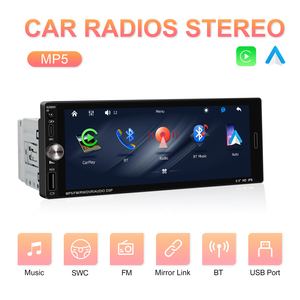 Podofo 6.9インチ 1DINカーステレオ ワイヤレスCarPlay＆<span class=keywords><strong>Android</strong></span> Auto対応 BT FM USB TYPE-C急速充電 カーMP5プレーヤー オートラジオ ODM OEM - Product Image 2
