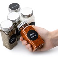 Bocaux à épices en verre Bouteilles vides de 4oz pour épices, carrées et transparentes, contenants d'assaisonnement, couvercles à secouer et bouchons hermétiques en métal