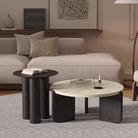 Table basse minimaliste en bois massif et pierre, design traditionnel durable pour petits espaces, idéale pour le salon et l'ameublement de la maison