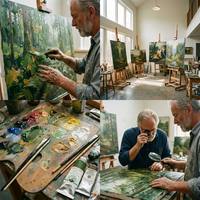 Peinture à l'huile sur toile de lin, grande taille, vert, texture épaisse, abstraite, peinte au couteau, pour salle à manger moderne