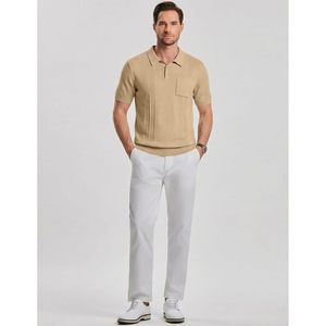 FOXA Mens Polo Shirt Short Sleeve Knitted Breathable With Pocket Regular Fit Casual Summer Top - Product Image 3