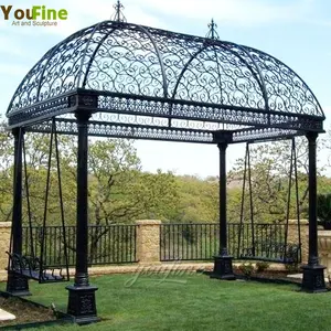 Gazebo de jardín de estilo antiguo, Villa de jardín al aire libre, de hierro forjado, con techo de hierro