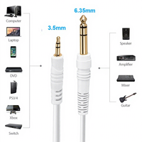 Ses Kablosu 635mm 1/4" Stereo Erkek 35mm 1/8" Jack Oksijensiz Bakır Örgülü Kılıf Araba ve Kamera için Model F512