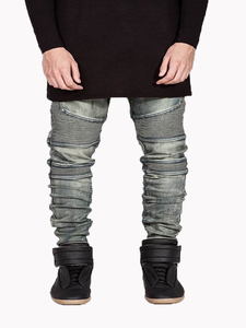 Venta al por mayor de diseños personalizados de alta calidad de moda de mezclilla pantalones ajustados de algodón pantalones ajustados para los hombres - Product Image 5