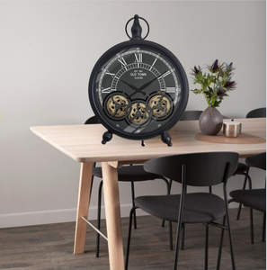 Cổ Màu Đen 16.5 Inch Kim Loại Mộc Mạc Bảng Đồng Hồ Cổ Điển <span class=keywords><strong>Mantel</strong></span> Bánh Đồng Hồ Với Di Chuyển Bánh Răng Cho Nhà Và Văn Phòng Trang Trí Nội Thất - Product Image 5