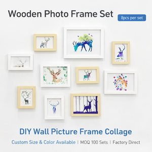<span class=keywords><strong>Ensemble</strong></span> de cadres photo muraux en bois personnalisés, <span class=keywords><strong>collage</strong></span> de cadres photo suspendus à faire soi-même pour la décoration de la maison, affichage de mariage et de famille - Product Image 1