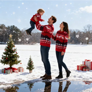 Suéter Navideño Informal Familiar con Estampado de Papá Noel para Mujer, Top Tejido para Otoño e Invierno, Conjunto para Parejas - Product Image 3