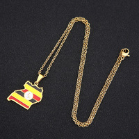 Collier pendentif géométrique en émail carte de l'Ouganda, très tendance, pour femme, en acier inoxydable, chaîne de clavicule de créateur, accessoire de bijouterie