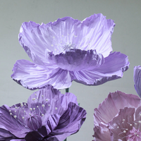 Rose de coquelicot géante gonflable en organza fait à la main pour décoration de maison de mariage Fleurs artificielles avec tige Fleurs géantes en papier