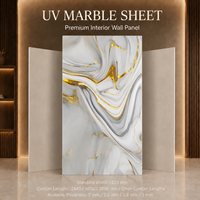 Dalle de marbre artificiel MORLENX Flowing White Gold en PVC avec revêtement UV pour décors de réception, décoration d'appartements et fournitures commerciales