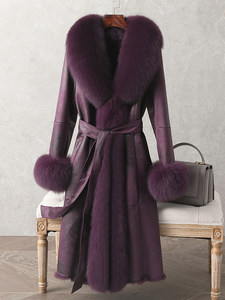 <span class=keywords><strong>Manteau</strong></span> d'hiver vintage slim avec col et manches en fourrure de renard, <span class=keywords><strong>manteau</strong></span> <span class=keywords><strong>long</strong></span> en fourrure véritable pour femme avec <span class=keywords><strong>ceinture</strong></span> - Product Image 5
