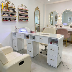 Table de manucure en gros pour salon de manucure, mobilier de salon de manucure, Tavolo Unghie, <span class=keywords><strong>Mesa</strong></span> De Design, bureau avec collecteur de poussière - Product Image 1