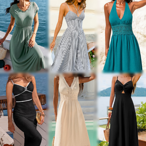 Lot de robes d'occasion mixtes pour femmes, vente en gros, robes d'été florales mi-longues et longues, couleurs assorties - Product Image 4