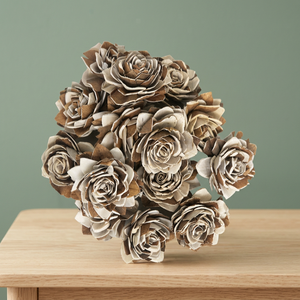 Flores Artificiales de Madera Sola, Rosas Marrones y Blancas, Cabezas Florales Hechas a Mano para Decoración de Bodas, San Valentín y Navidad - Product Image 2