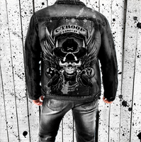 Hip Hop Harajuku Bomber Nouveaux Hommes Denim Vestes Streetwear Crâne Graffiti Bleu Denim Jean Veste Manteau Punk Rock Vintage Veste