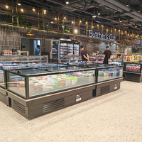 Congélateur coffre à grande capacité avec vitrine super transparente et affichage profond, type îlot