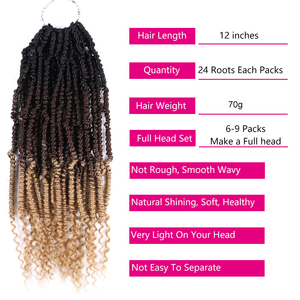 Tomo — tresses synthétiques au crochet ombré, extension de <span class=keywords><strong>cheveux</strong></span>, torsadée, boîte de tresses, crochet - Product Image 6